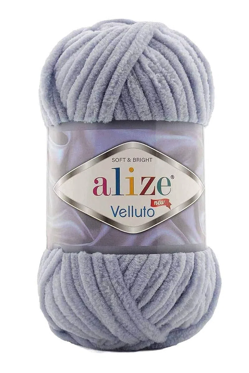 Alize Velluto - Ovillo de lana (5 ovillos de 100 g, 500 g, hilo de chenilla, muy suave, 100 g), color gris oscuro 87