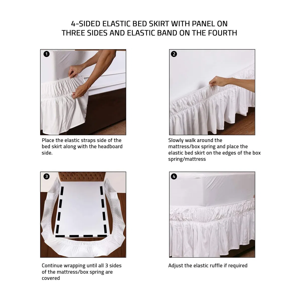 Falda Cama Rodea con Volante Cubre 150x200 135x190 180x200 Wrap Around Tejido de Tres Caras - Falda de Cama Completa con Volantes para un fácil Ajuste con Tela cepillada