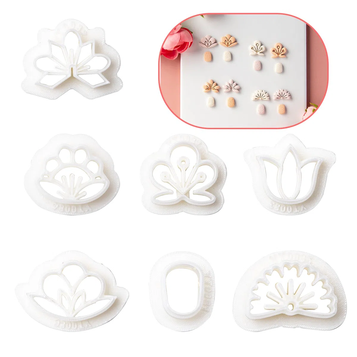 7 PCS Cortadores de Aretes de Arcilla Cortadores de Arcilla Polimérica Aretes de Arcilla Pendientes Troqueles Polymer Clay Cutters para Pendientes y Otras Artesanías (Forma de la flor)
