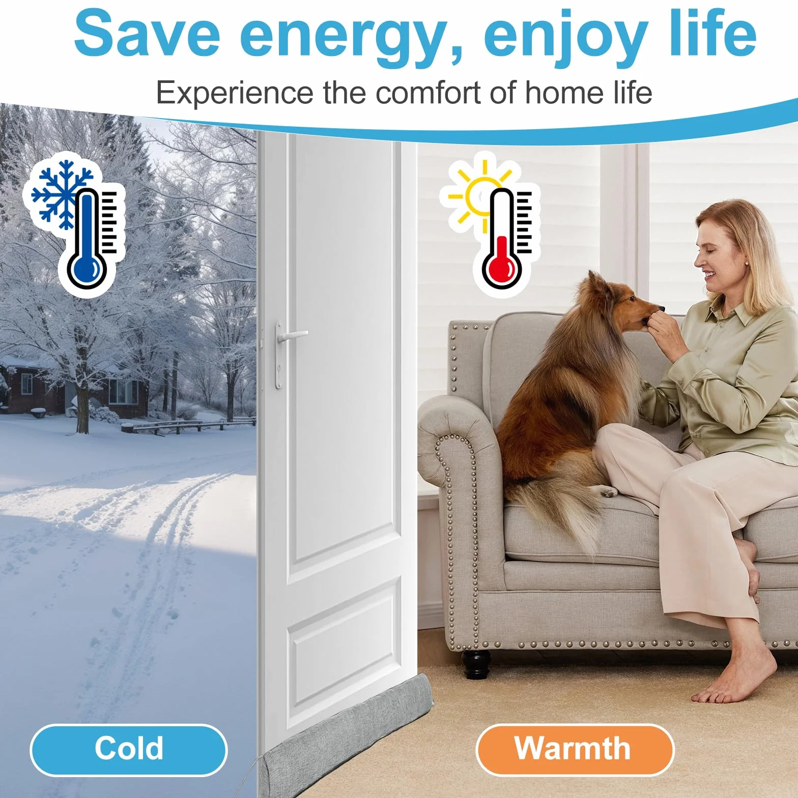 Burlete para puertas de 92 cm, resistente cortavientos, burlete para puerta, aislamiento acústico de puertas y ventanas, protección térmica, tope para puerta de casa, tope para el frío, junta pesada