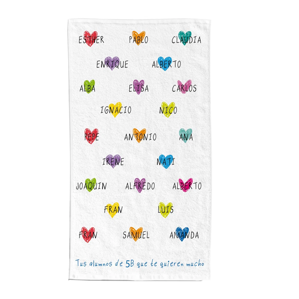 Pla Pla Pla Toalla Personalizada 100x150 cm. con Nombres de Alumnos para maestras y Profesores | Regalo Original para Maestros | Toalla de Playa o Piscina para Profesores con Nombres de niños