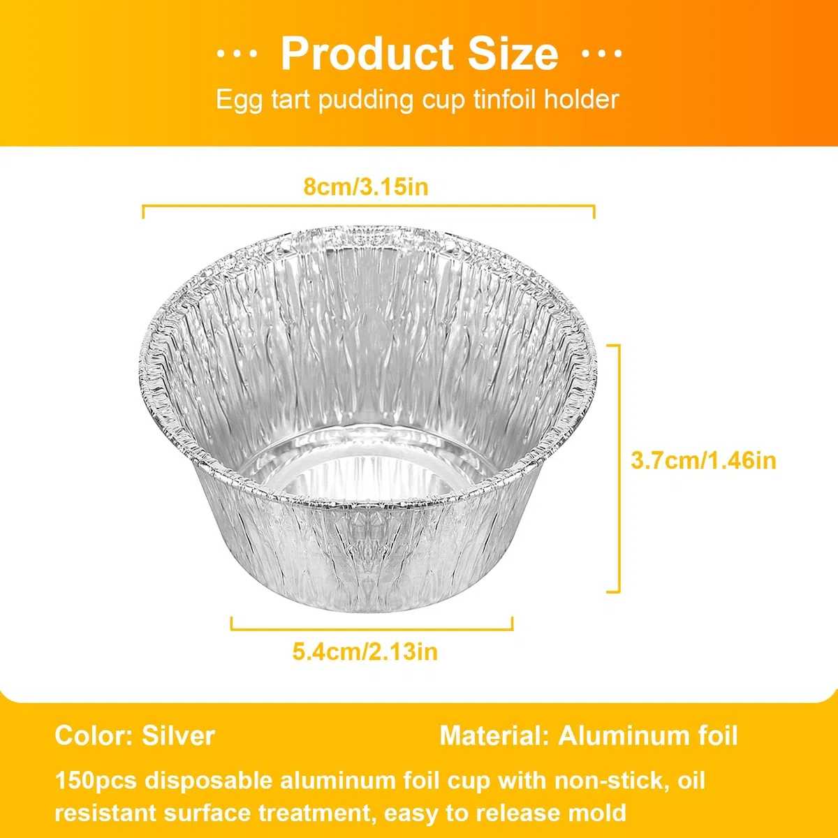 Kafei Ramekin - de 150 vasos de aluminio para hornear (aluminio)