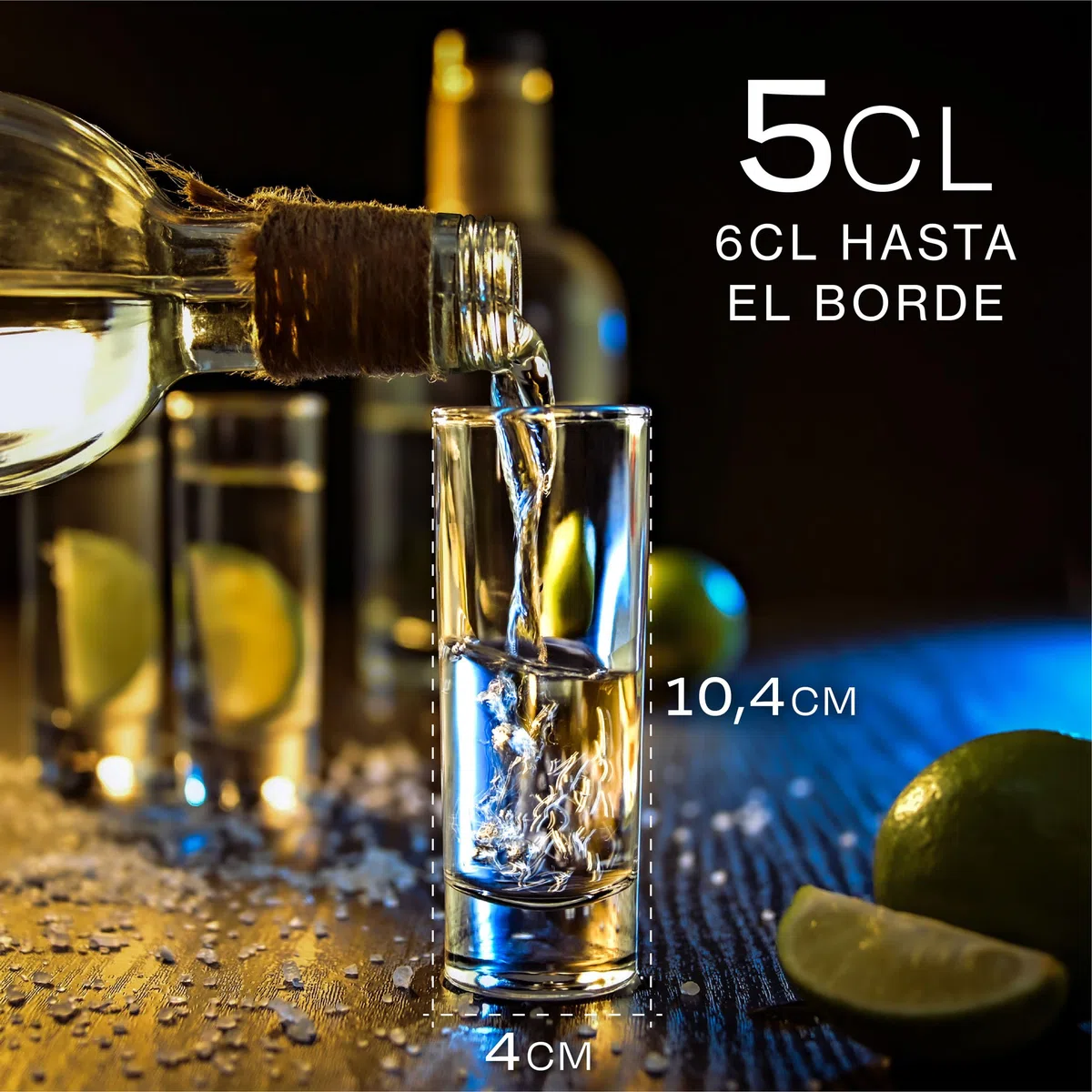 12 Vasos de Chupito de Cristal Largos de 5cl - Aptos para Lavavajillas - Estables gracias a su Base Gruesa - Ideales para Fiestas