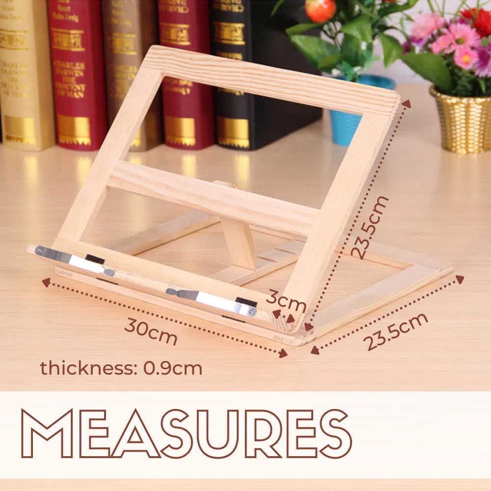 𝗔𝘁𝗿𝗶𝗹 𝗱𝗲 𝗺𝗮𝗱𝗲𝗿𝗮 𝗽𝗮𝗿𝗮 𝗹𝗶𝗯𝗿𝗼𝘀. Soporte de lectura de madera. Atril multifunción, portátil, ajustable y plegable, para libros de cocina, documentos, portátil, tableta.