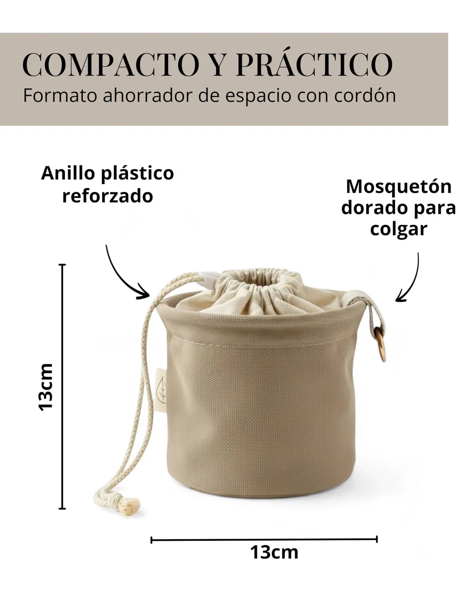 LIVLIG Bolsa para pinzas de la ropa de tela de lona de, con cordón y mosquetón, suficiente espacio para hasta 60 pinzas, bolsa duradera para pinzas de la ropa, beige
