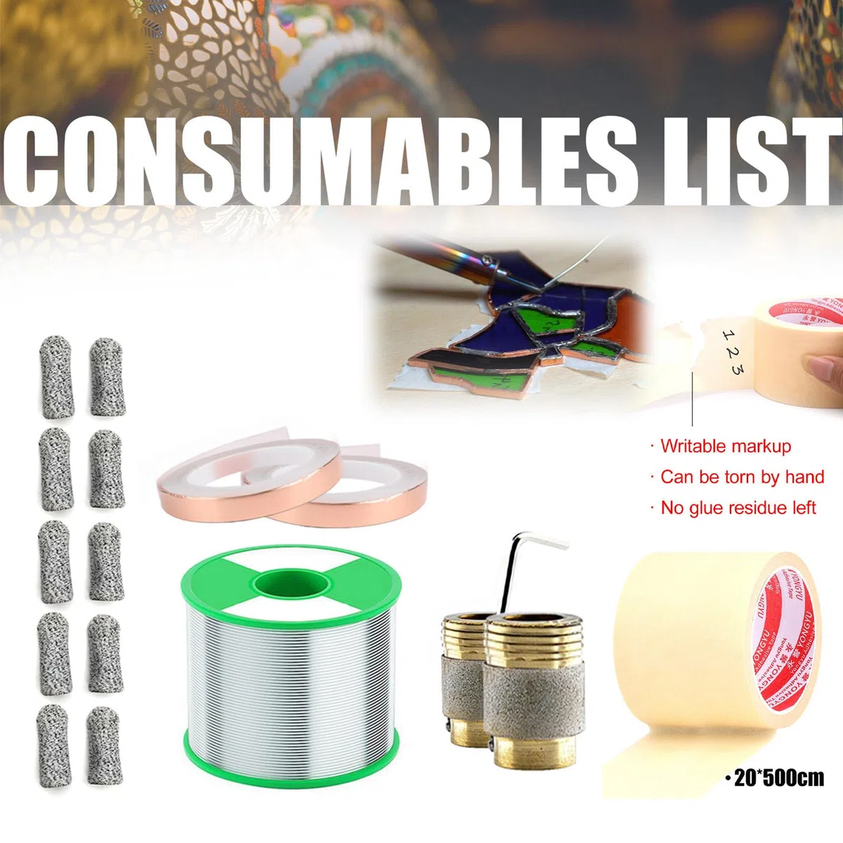 Kit de iniciación para molinillo de vidrio, kits para mosaicos y vidrios para entusiastas del bricolaje, molinillo de agua automático con broca de 5/8"+1"/kit de soldador de 60 W/kit de herramientas