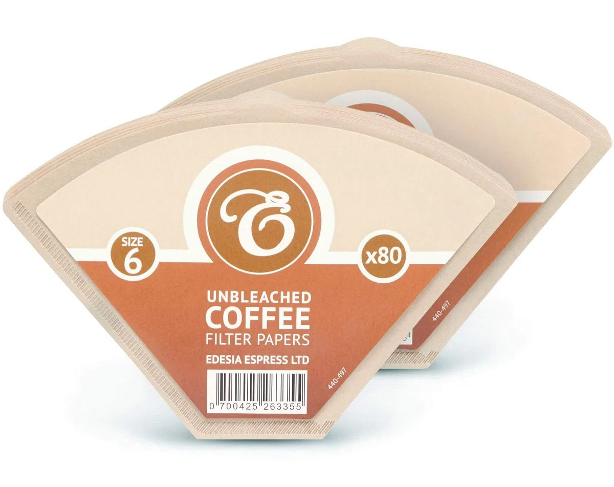 EDESIA ESPRESS – 2x80 Filtros de Café Cónicos de Papel – Filtro de Café N°6 para Cafetera Manual, Método Pour-Over y Preparación Suave – Tamaño 6 Marrón