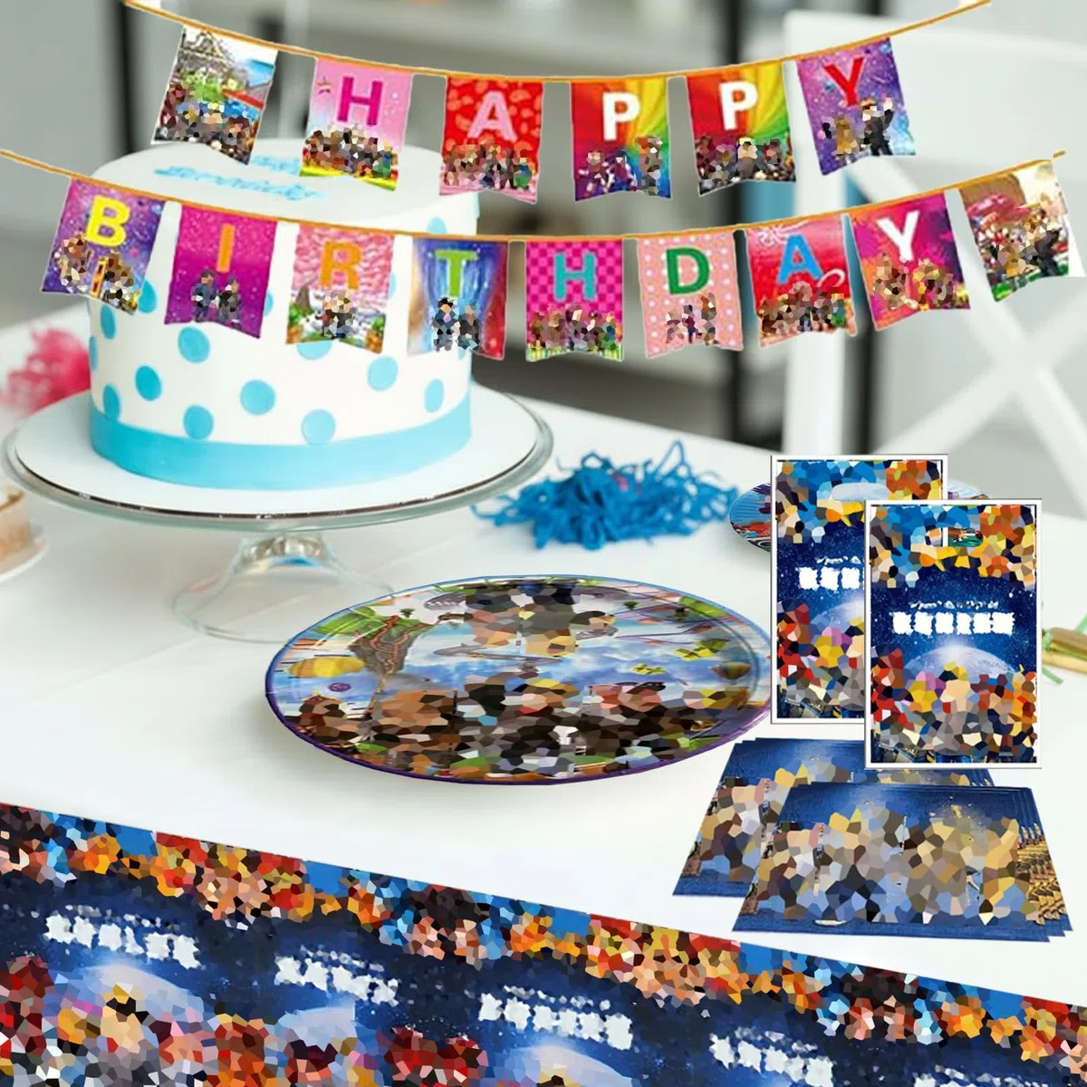72 Piezas Vajilla Cumpleaños Rob-lx，Decoracion Rob-lx Cumpleaños，Decoracion Fiesta，Mantel，Pancartas，Platos，Apto para 20 personas
