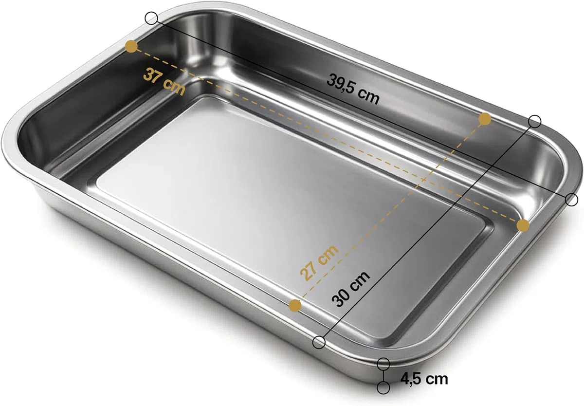 Juego de 2 Bandejas para Servir - Fuente Honda Rectangular - Acero Inoxidable - 40 x 30 cm