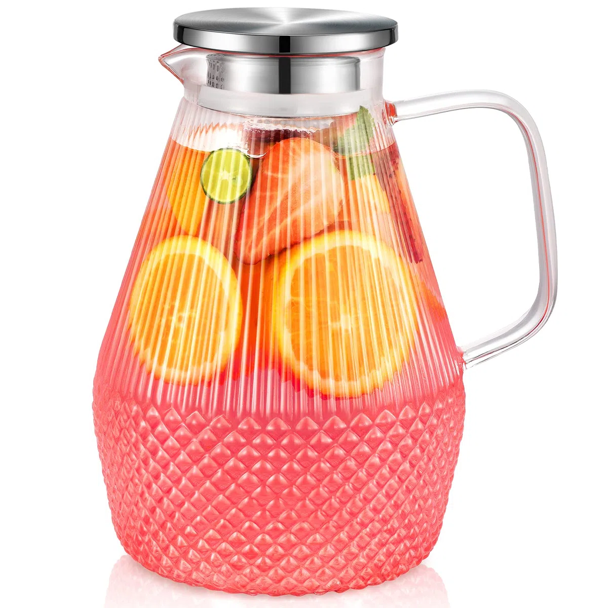Jarra de Agua Cristal 2,4 Litros Con Tapa y Cepillo - Para Nevera, Té Helado, Leche, Jugo