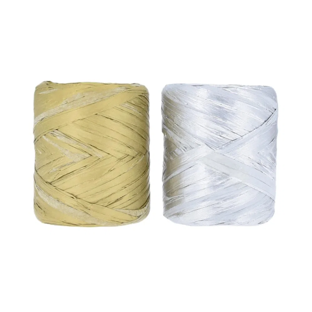 Cinta de rafia natural de rafia, para envolver regalos de Navidad, embalaje de regalo, proyectos de manualidades, decoración, tejido y jardinería, ancho dorado, 5 mm