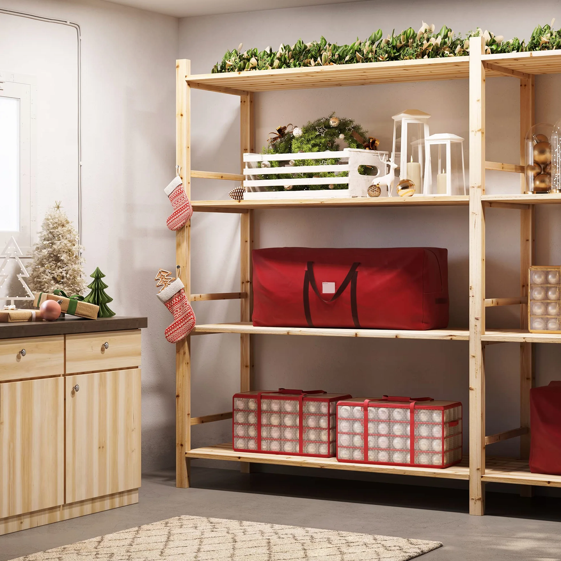 SONGMICS Bolsa de Almacenamiento para Árbol de Navidad, Protectora para Árboles de 210 cm, Tejido Oxford 600D, Antipolvo, Impermeable, Plegable, Asas, Rojo RXS003R03