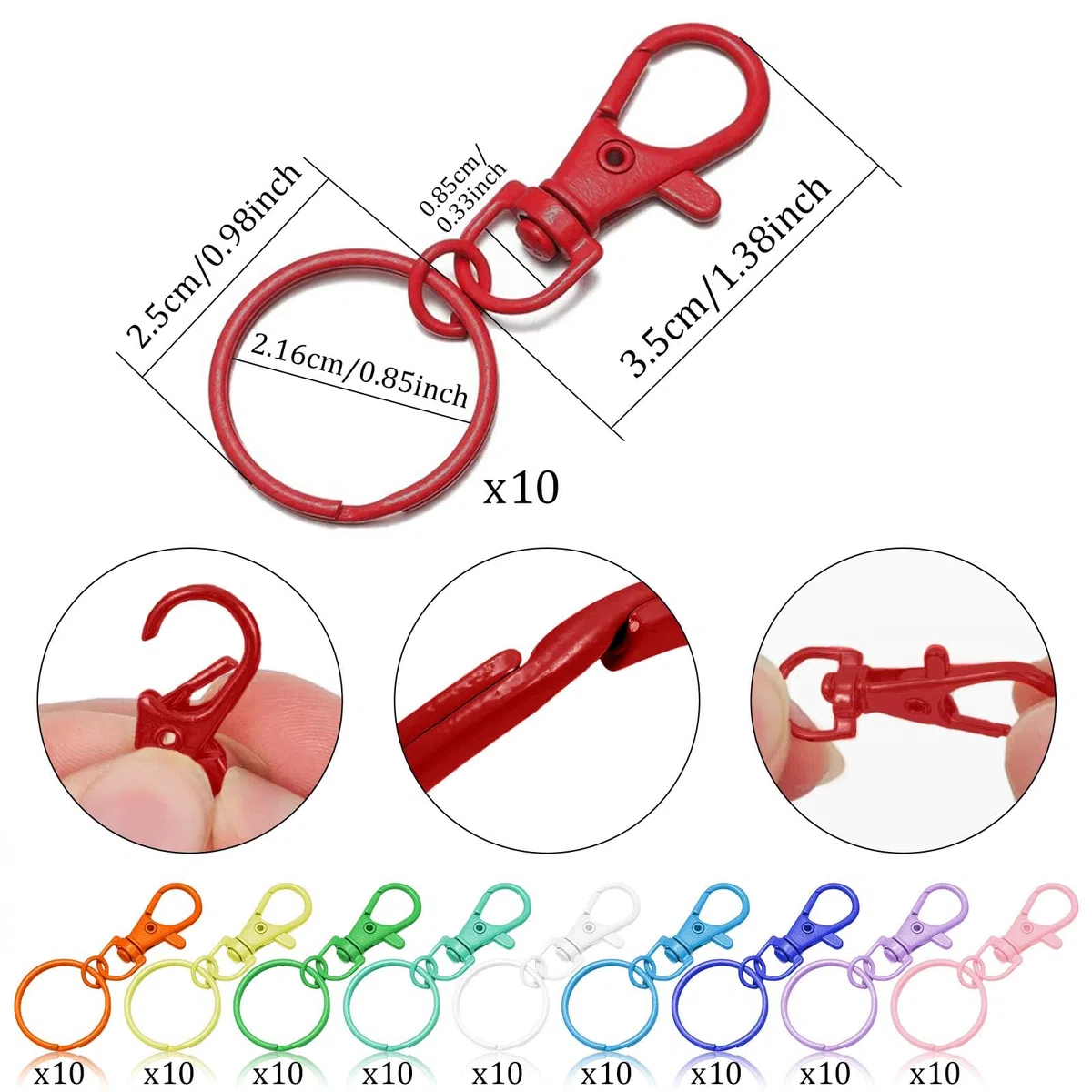 100 Piezas Anillas Llaveros,Mosquetones Pequeños,Anillas para Llaveros,Keychain,Llavero Mosqueton,Anillas Llavero para Bisuteria Artesanías