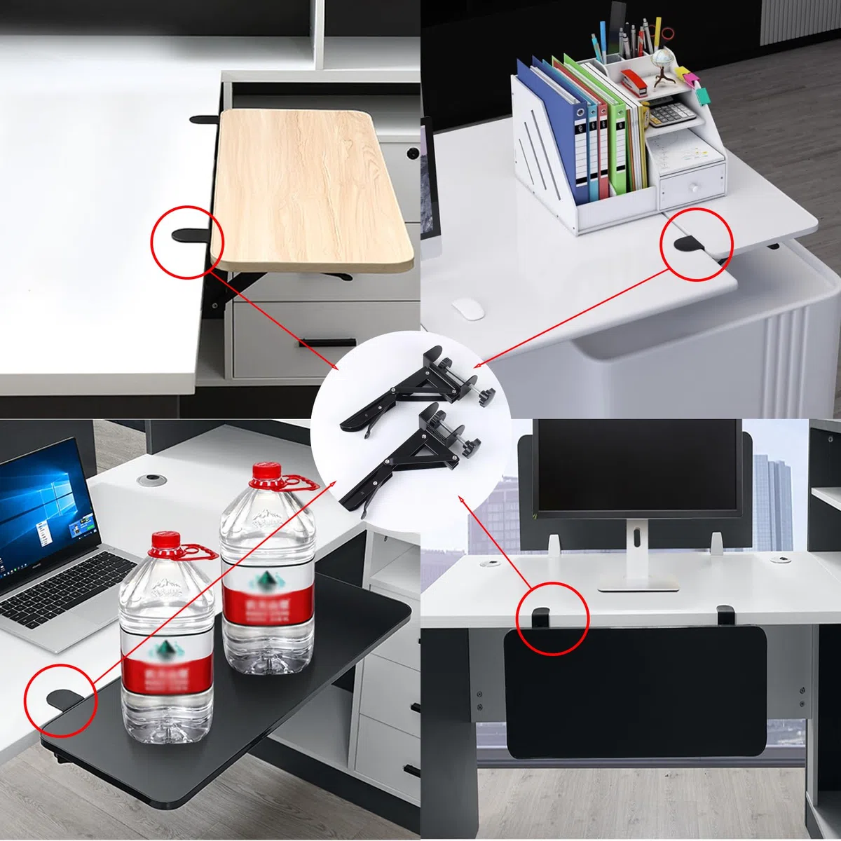 2 Piezas Teclado Plegable Soporte Bandeja Estantería Soporte Plegable para Bandeja de Teclado Soporte Extensible Plegable para Mesas de Ordenador y Escritorios de Oficina (Negro)
