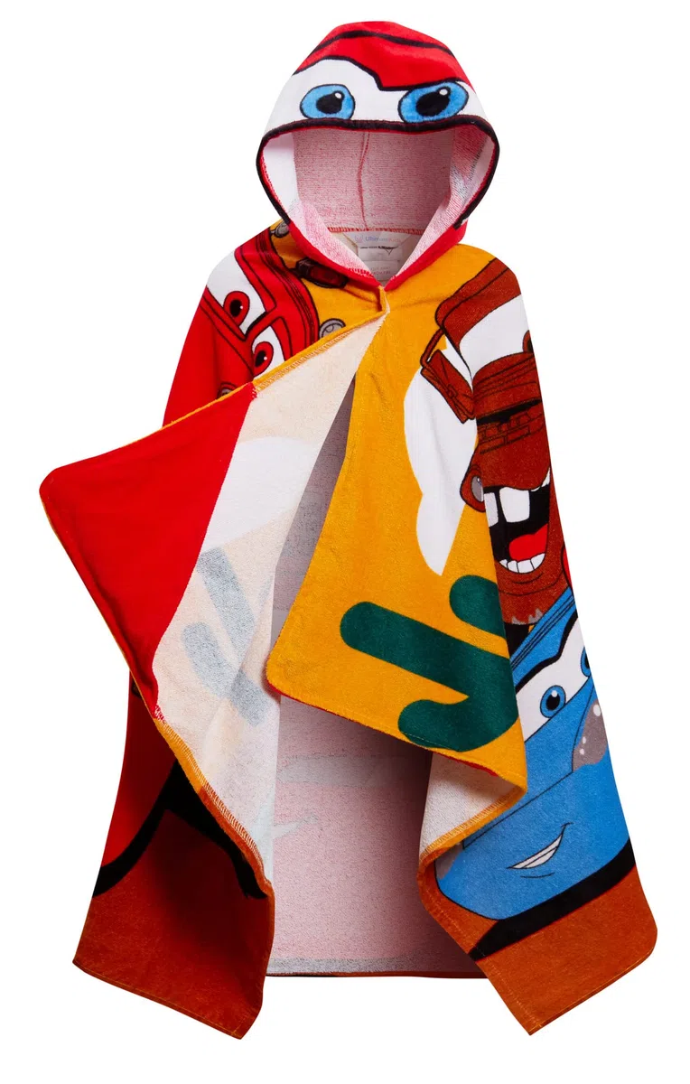 Disney Toalla con capucha de Cars, 100% algodón, para vestir a los niños, Rayo McQueen, Poncho, Toalla de baño de playa, envoltura de natación