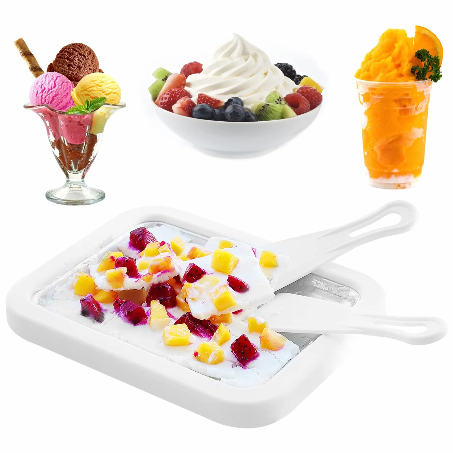 Heladera Instantánea plancha para hacer helados con 2 espátulas máquina fabricante helados caseros bricolaje de Máquina Para Hacer Rollos de Helado