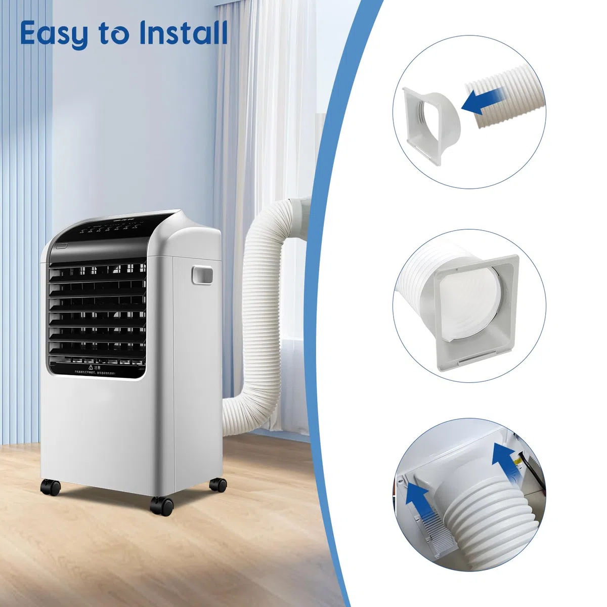 Adaptador Manguera Escape Aire Acondicionado 15cm 5.9 Pulgadas - Conector Cuadrado a Redondo para A/C Portátil Rosca Universal Ventana (Gris)