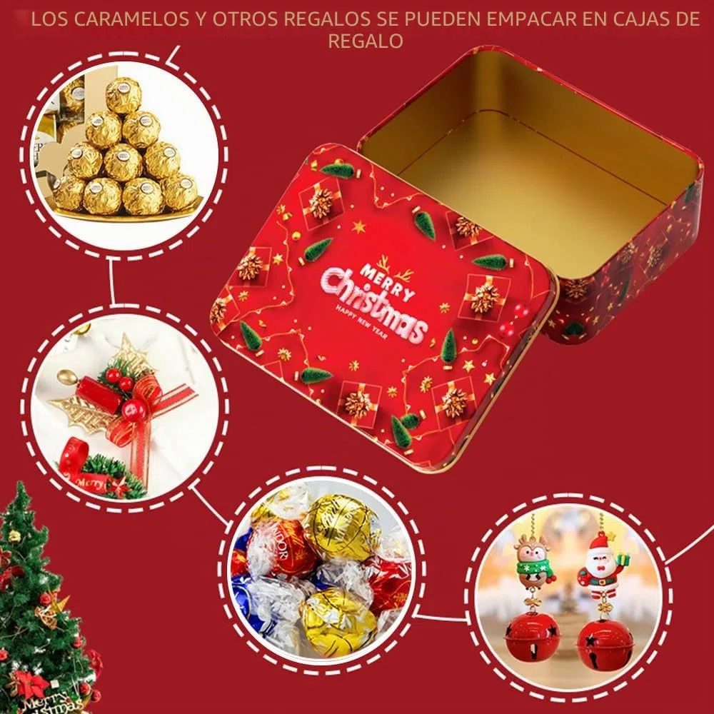 Cajas de Lata Navidad,8 Cajas Metalicas Navidad con Tapas,Latas,para Galletas,Chocolate, Dulces, Golosinas