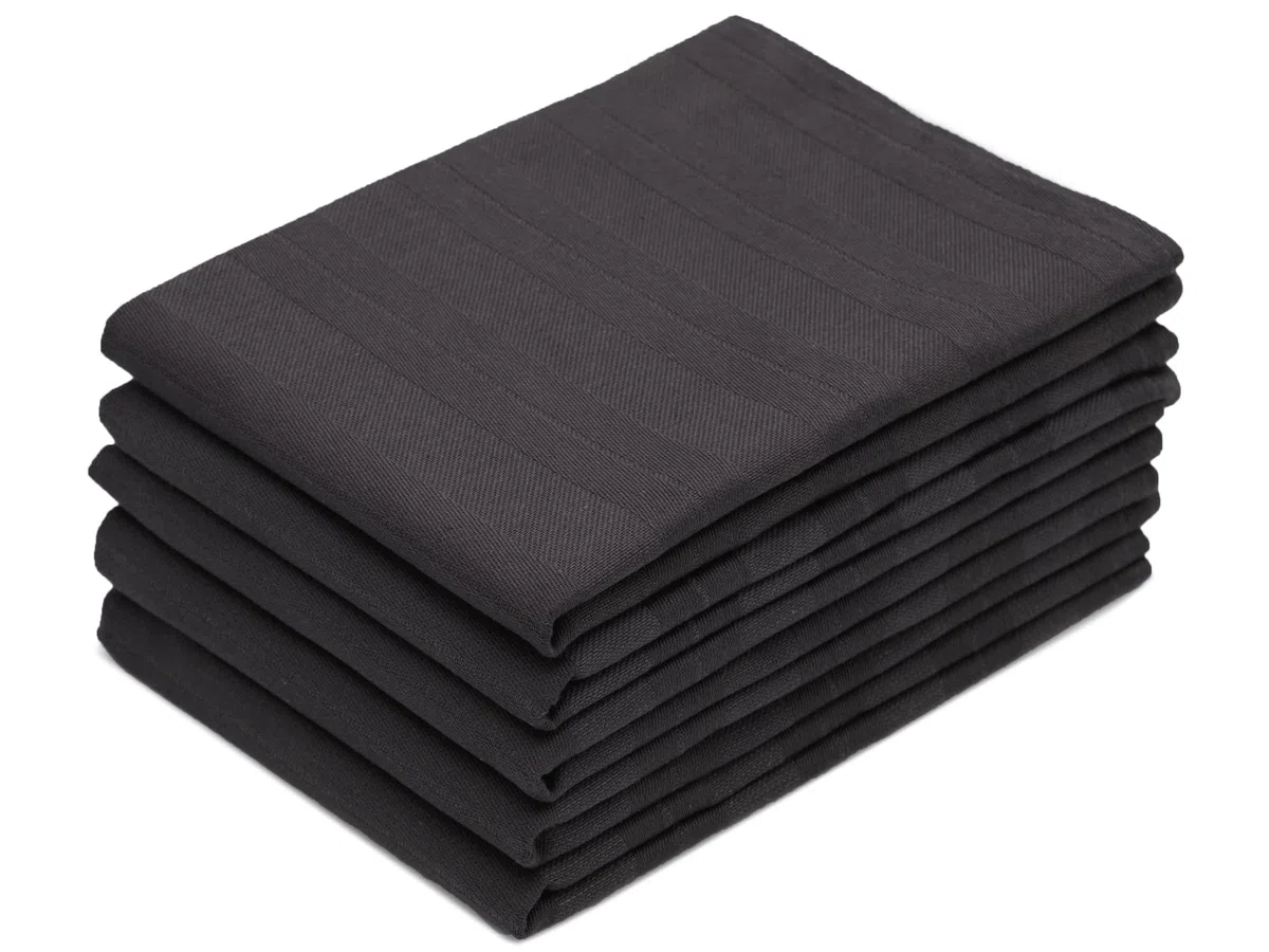 ZOLLNER 5 paños de Cocina Grandes 100% algodón, 50x70 cm, Rayas Gris Oscuro
