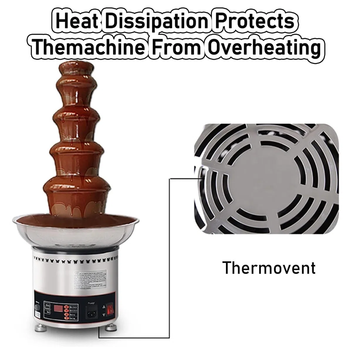 Fuente de chocolate con control de temperatura, ideal para fondue, queso, salsa barbacoa y frutas, perfecta para fiestas y reuniones