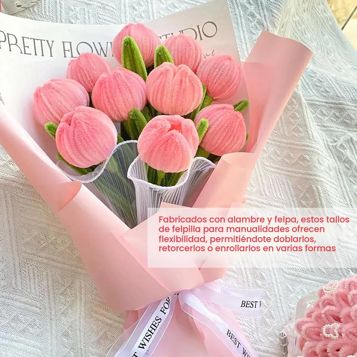 NICKLIN Limpia Pipas para Manualidades,240 Unidades Limpiapipas Chenilla Limpia Pipas Multicolor Tulipanes para Limpiapipas Bricolaje y Decoración(Rosa)