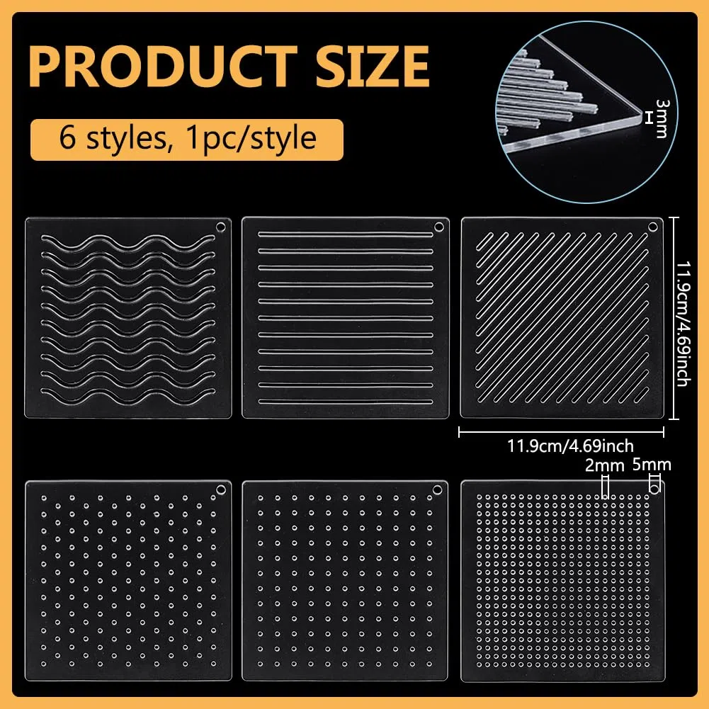 BENECREAT 6 Plantilla Acrílica Sashiko, Puntos, Líneas, Plantilla de Línea de Dibujo de Herramienta de Bordado Acrílico de Barras para Acolchar Y Bordar A Mano, 3mm de Espesor