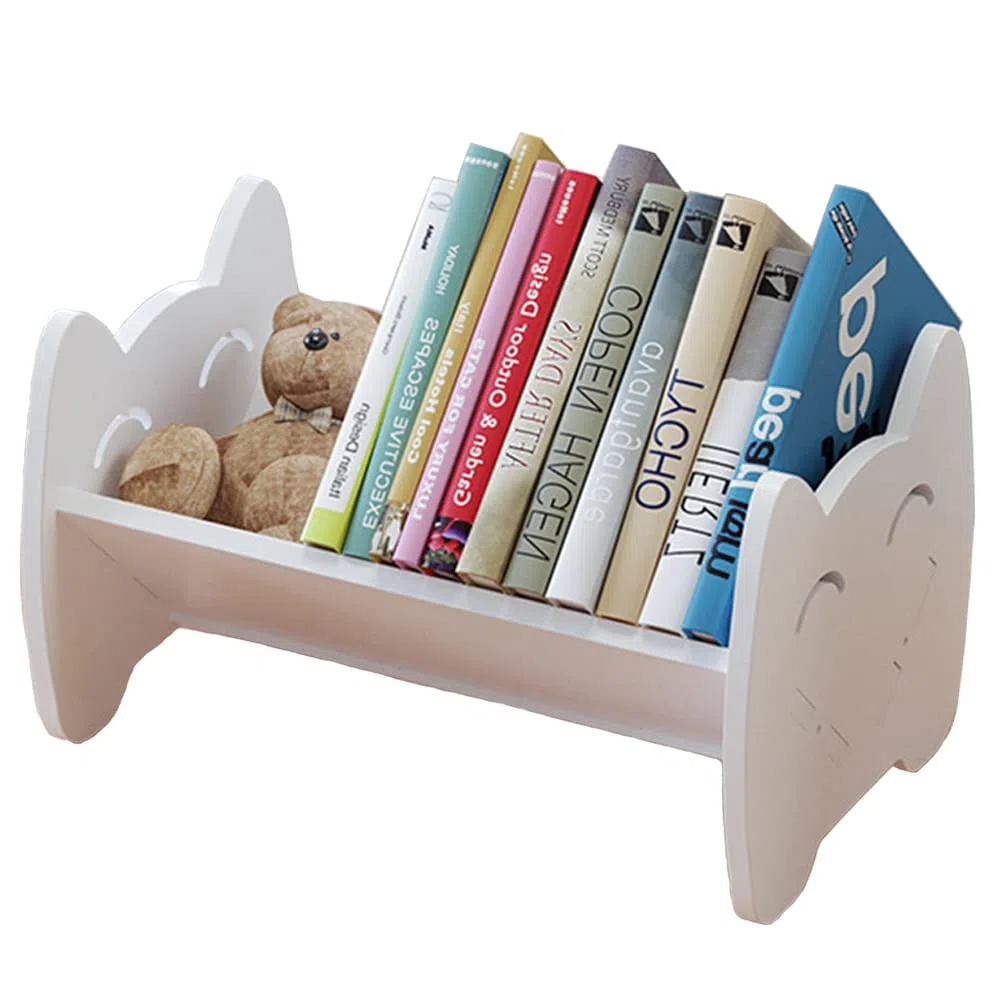 Estantería de escritorio para niños, almacenamiento blanco para habitación