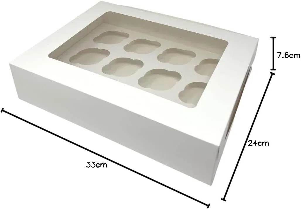 Decoraciondulce - 10 x Caja Blanca para Transportar Cupcakes, Muffins ... (12 Cupcakes)
