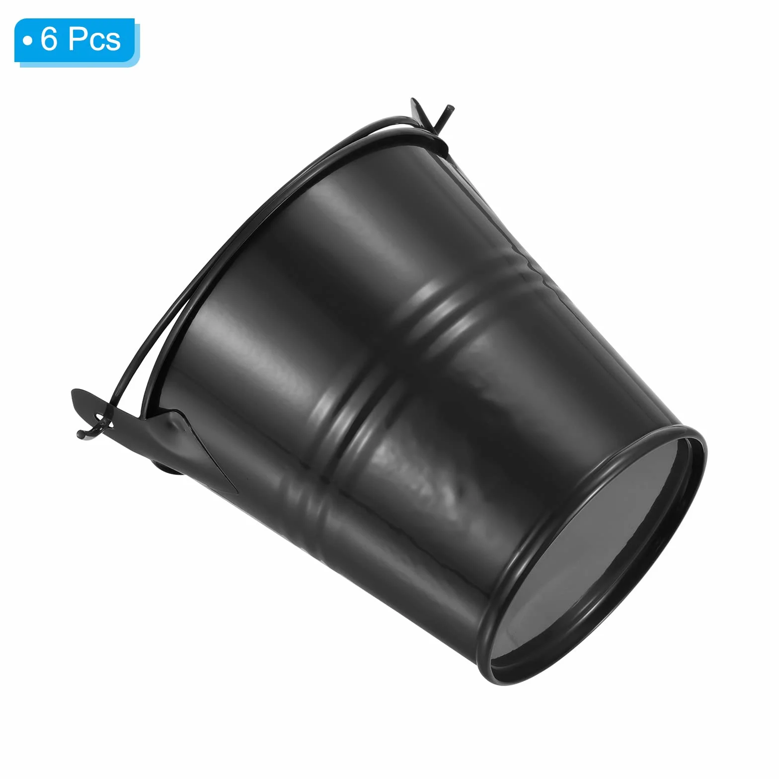 PATIKIL 3"x3" Pequeño Metal Cubo, 6 Paquete Colorido Cubos Lindo Caramelo Pequeño Decorativo Cubos con Manijas para Artesanías Fiesta Recuerdos, Negro