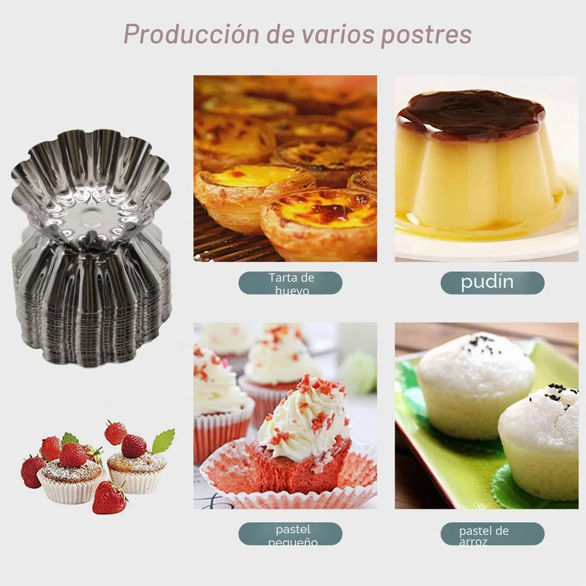 Paquete de 25 moldes reutilizables de acero inoxidable para tartas, plateados, ideales para hornear pasteles, galletas, magdalenas y mucho más