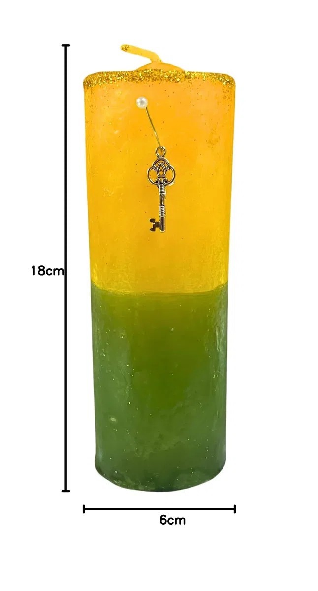 Velón de Abre Caminos para Vencer Obstáculos | Velón Ritualizado para Abrir Caminos, Resolver Situaciones, Desatrancar y Prosperar | Con Amuleto de Llave, Alfiler y Oración.