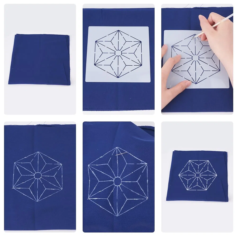 FREEBLOSS 12 plantillas de plástico Sashiko de 5.5 x 5.5 pulgadas, 12 patrones geométricos diferentes de bordado para Sashiko, acolchado a mano
