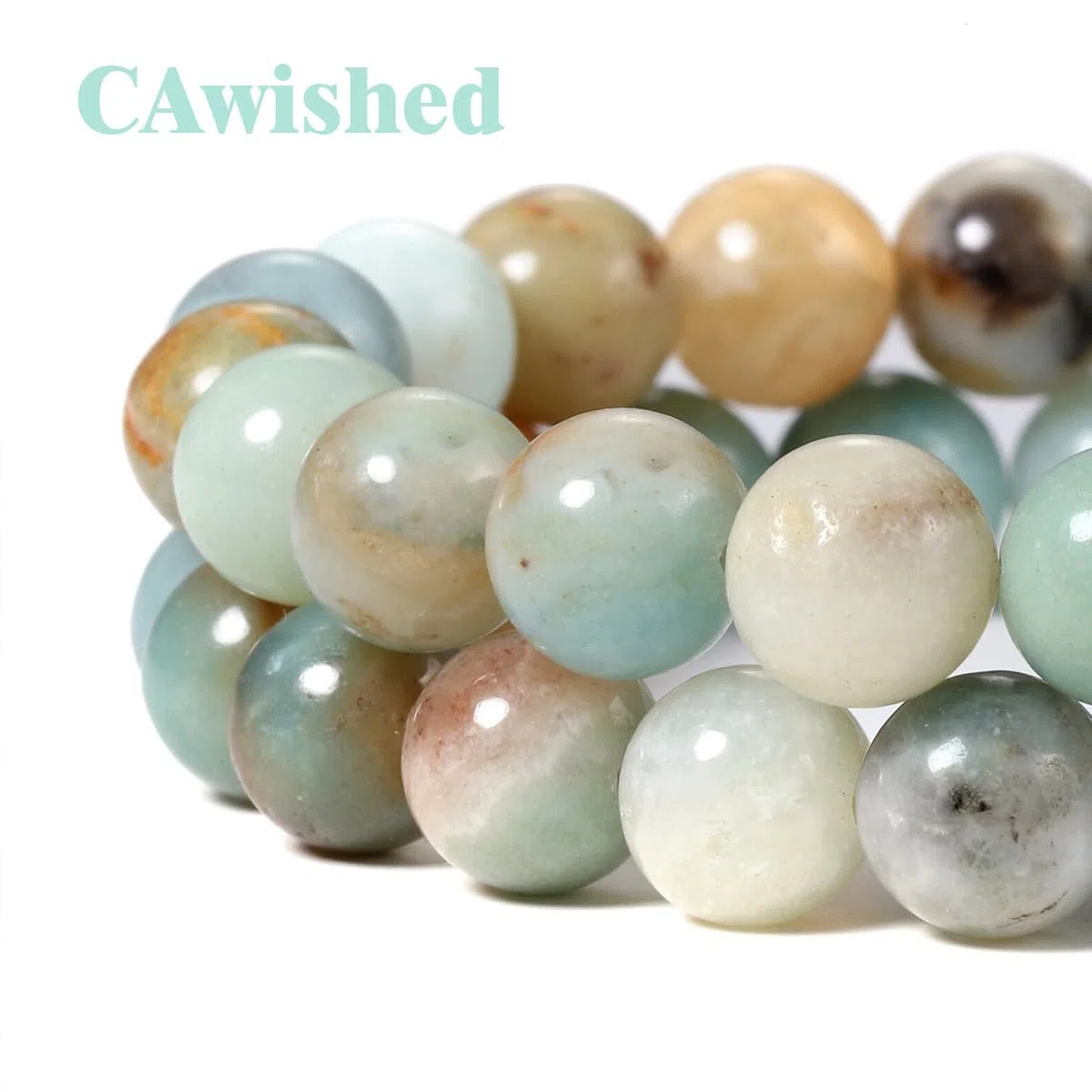 CAwished Cuentas de amazonita natural abalorios para hacer pulseras, bisutería DIY, juego de cuentas para ensartar, cuentas DIY para bisutería, kit para hacer pulseras DIY para niños y adultos