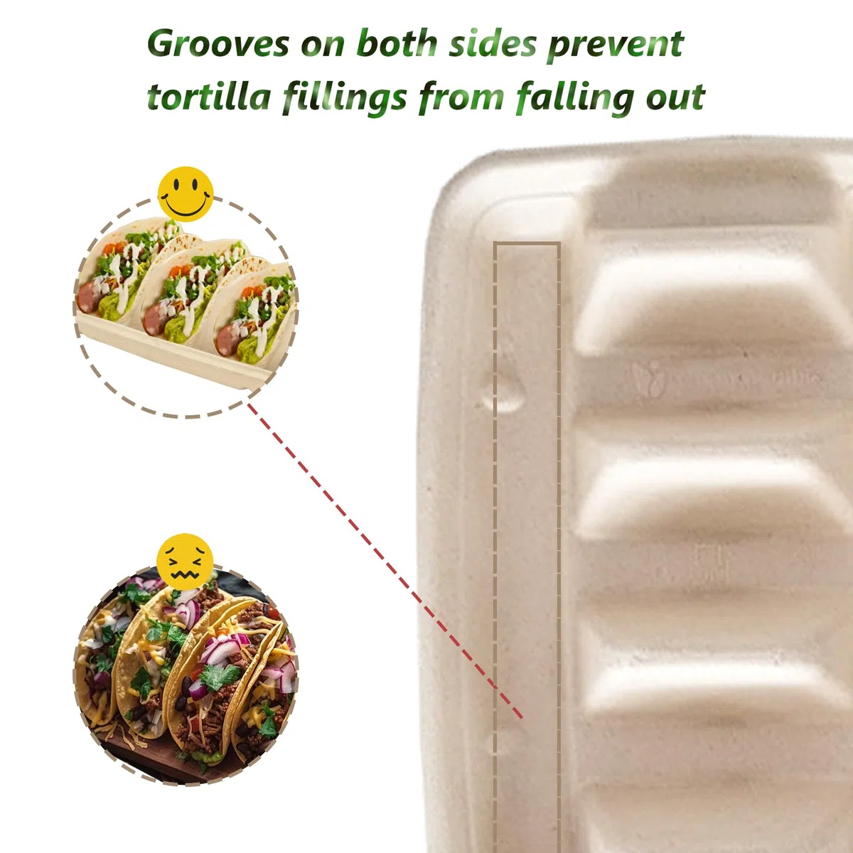 25 piezas Soporte para Tacos Desechable, Bandejas para Tacos Mexicanos, Soportes de Tacos para 3 Tacos, Soporte para Bandeja de Tacos para Fiestas, Sándwiches, Cocina