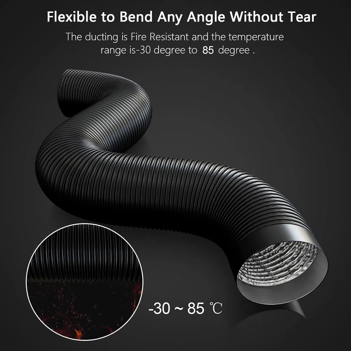 Aygrochy Conductos de ventilación de PVC con 2 abrazaderas, manguera flexible de conducto de aire de 75 mm para secadora universal, campana de cocina, ventilador extractor (75mm*3m)