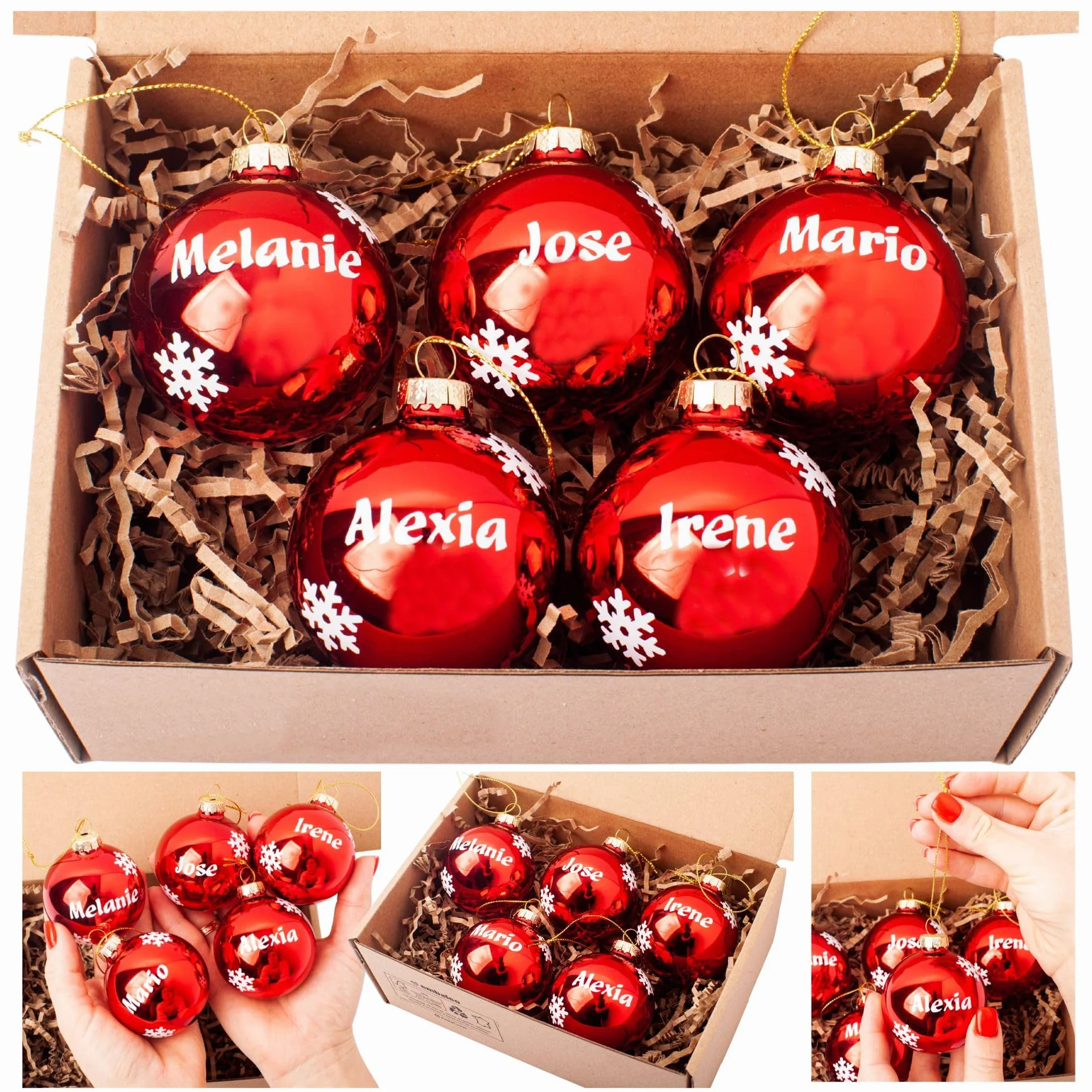 Olesea Bolas de Navidad Personalizadas Glossy– Adornos para Árbol | Decoración Navideña Elegante | con Nombre | Natal Decoração – Natal | Navidad Empresas