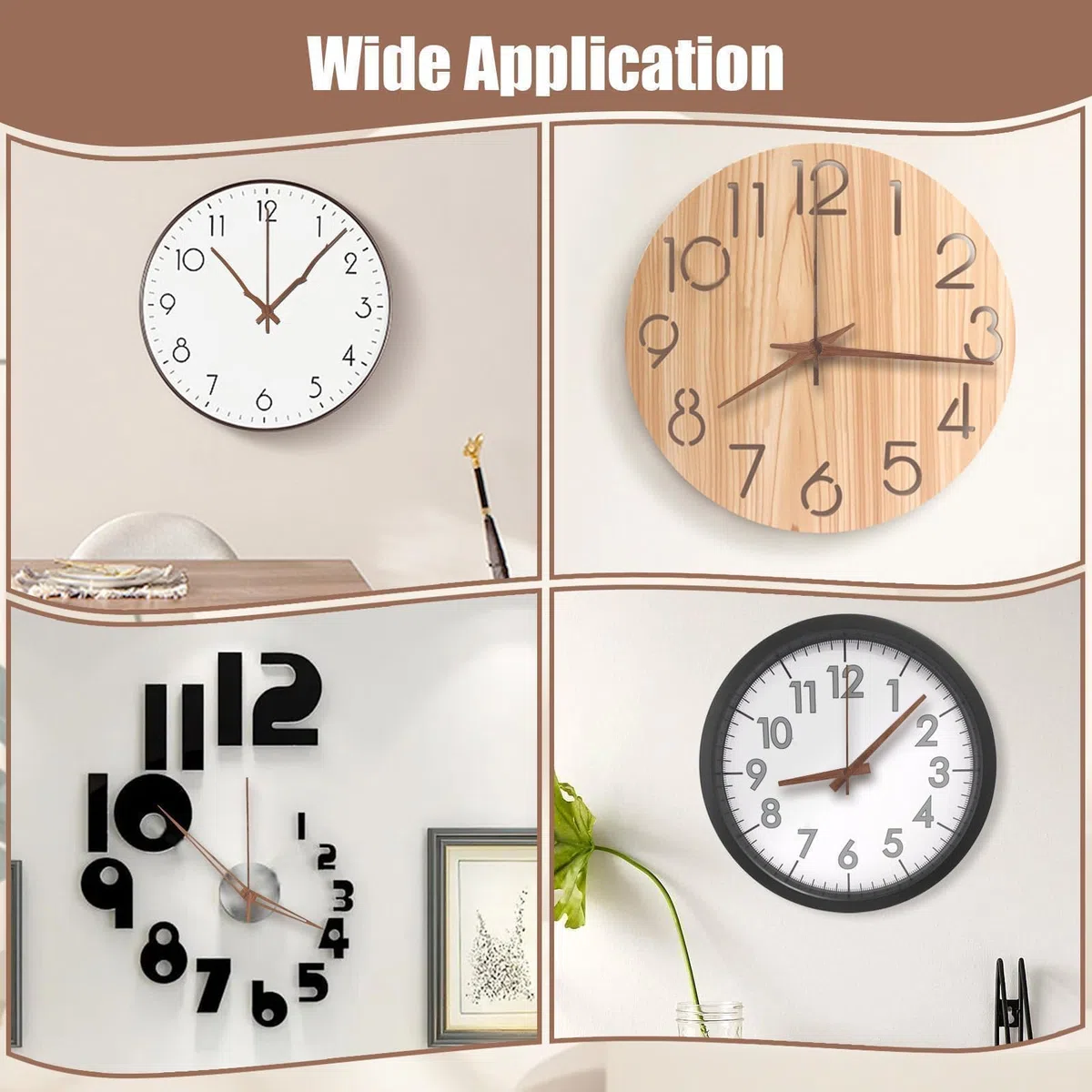 EEEKit Mecanismos de Reloj, 4 Piezas de Movimiento de Reloj de Cuarzo con 4 Juegos de Manecillas de Madera para Reparación de Relojes