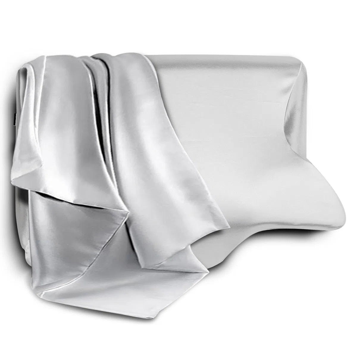 HOMCA Funda de Almohada Satén 60x40cm, Fundas de Satén de Recambio para Almohadas de Espuma Viscoelástica, Protege Cabello y Piel,Similar a la Seda Liso y Suave, Gris