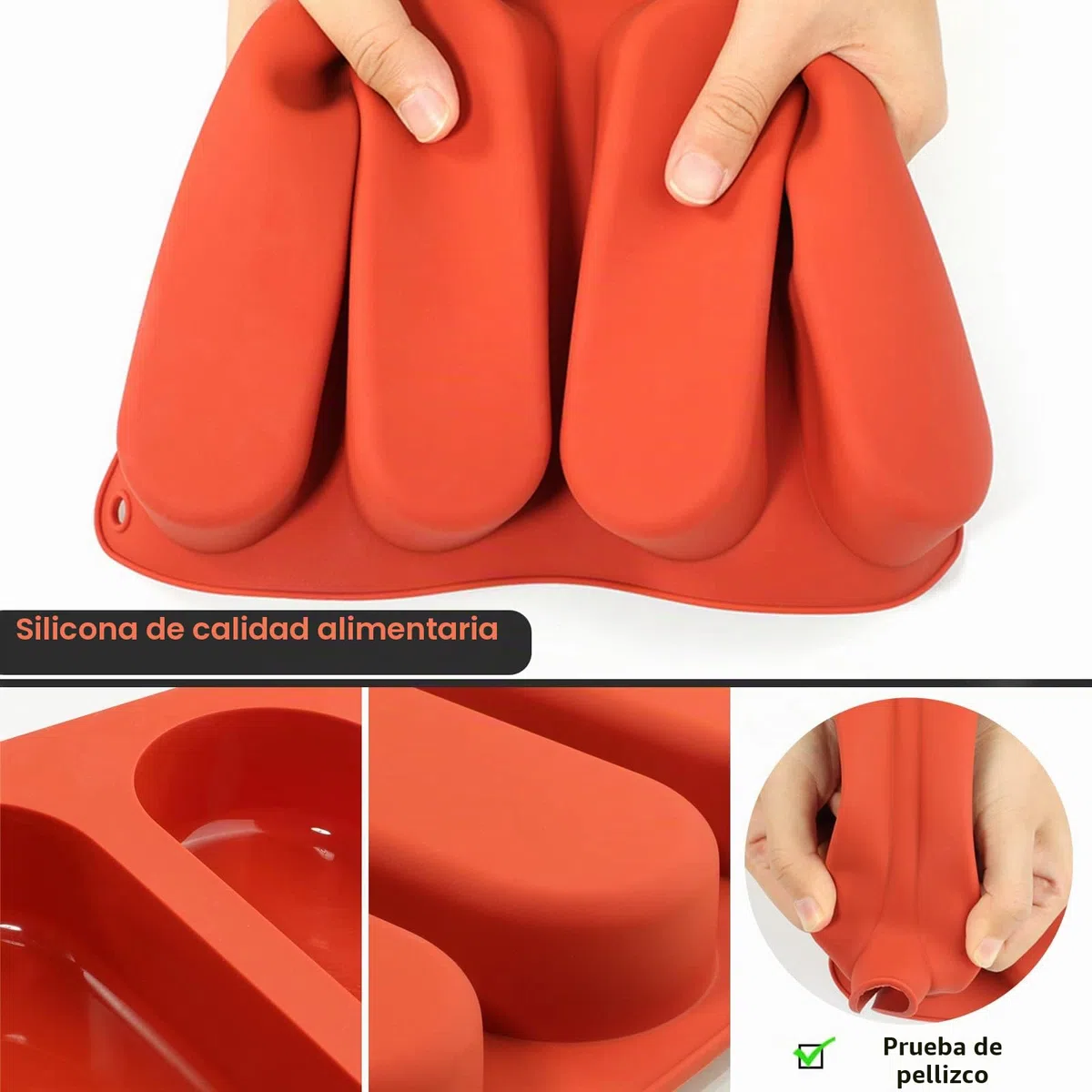 webake Molde de Silicona para Panecillos de Perrito Caliente, 2 Unidades, Bandeja para Hornear Mini Baguette, Moldes para Pan de Perro Caliente, Pasteles y Pan
