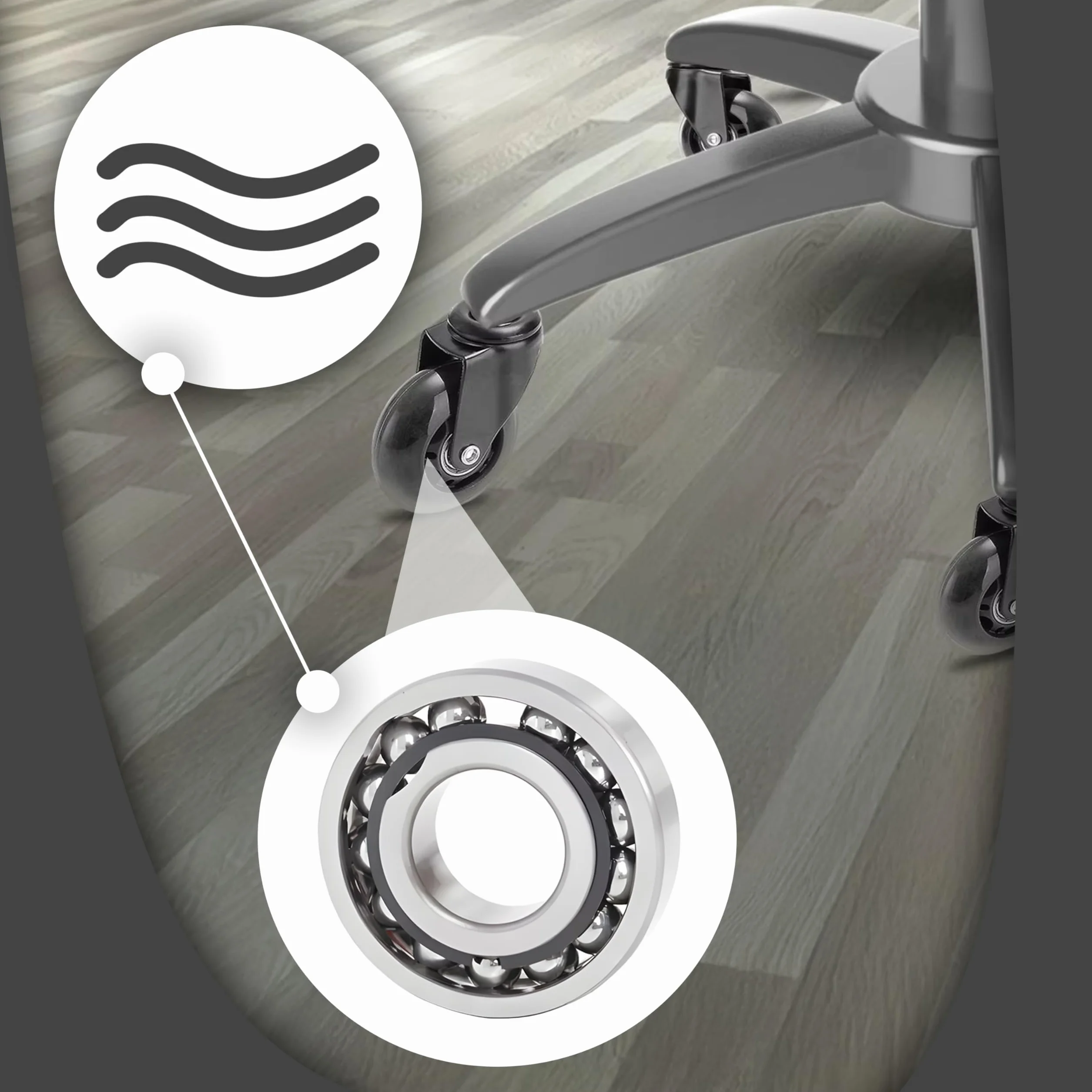 Retoo Juego de 5 ruedas para silla de oficina, 10 mm x 22 mm, 75 mm de diámetro, silenciosas y respetuosas con el suelo, adecuadas para suelos duros y alfombras, fácil montaje, materiales de alta