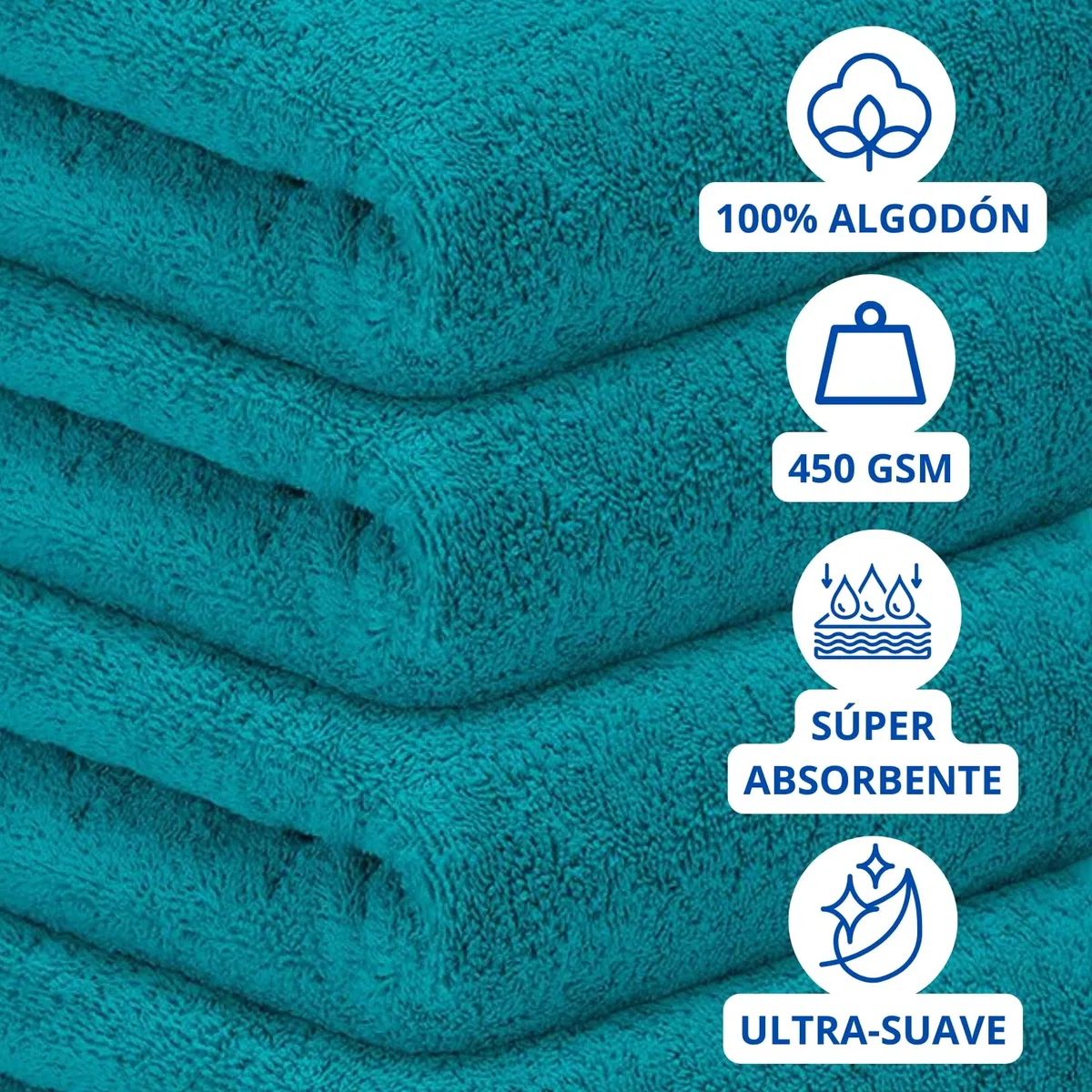 DECASATEXTIL Pack 12 Toallas Pequeñas 30x50cm Algodón 450g/m² – Suaves y Absorbentes – Toallas de Cara, Aseo o Invitados – Hogar, Hotel o SPA – Oceano