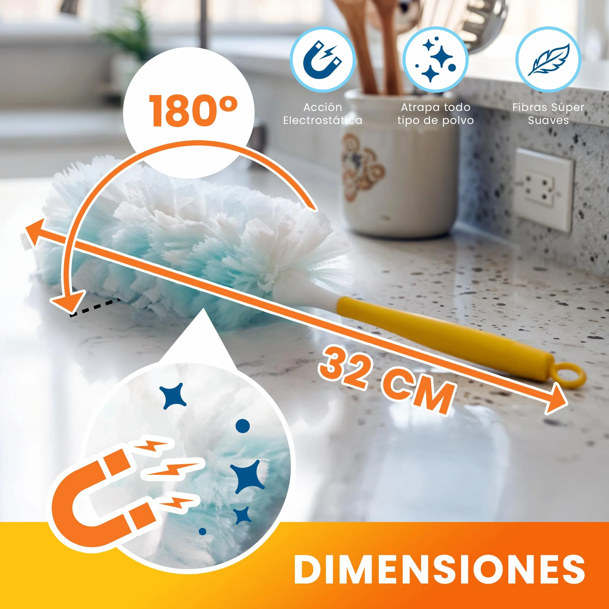 Paquete de 30 paños de Repuesto XXL con Plumero Swiffer Duster | Juego de Plumero con Mango para Limpieza en seco | Recarga de limpiaparabrisas para el hogar y el Coche