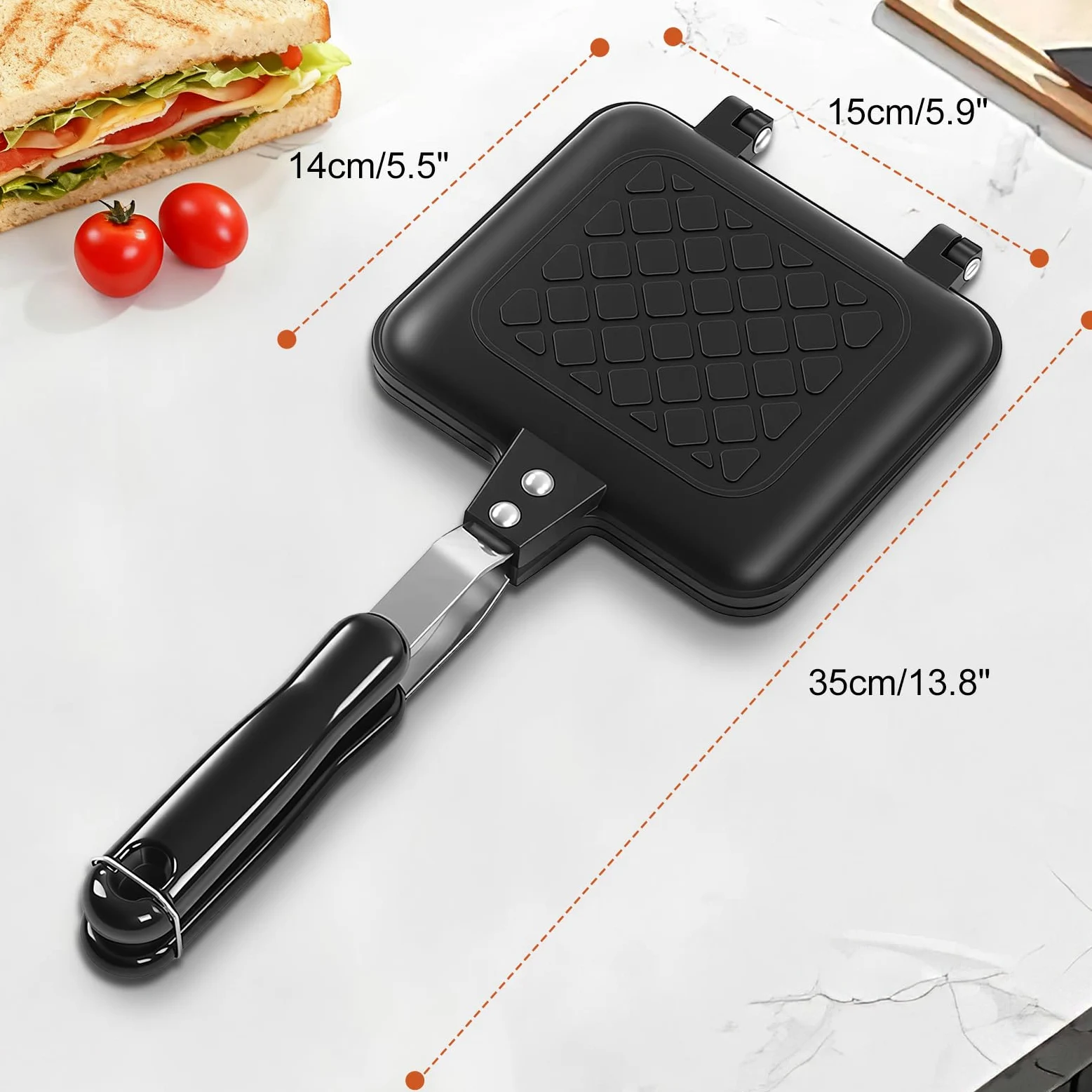 Sandwichera Caliente Panini Antiadherente - Sartén Doble Cara Fondo Plano