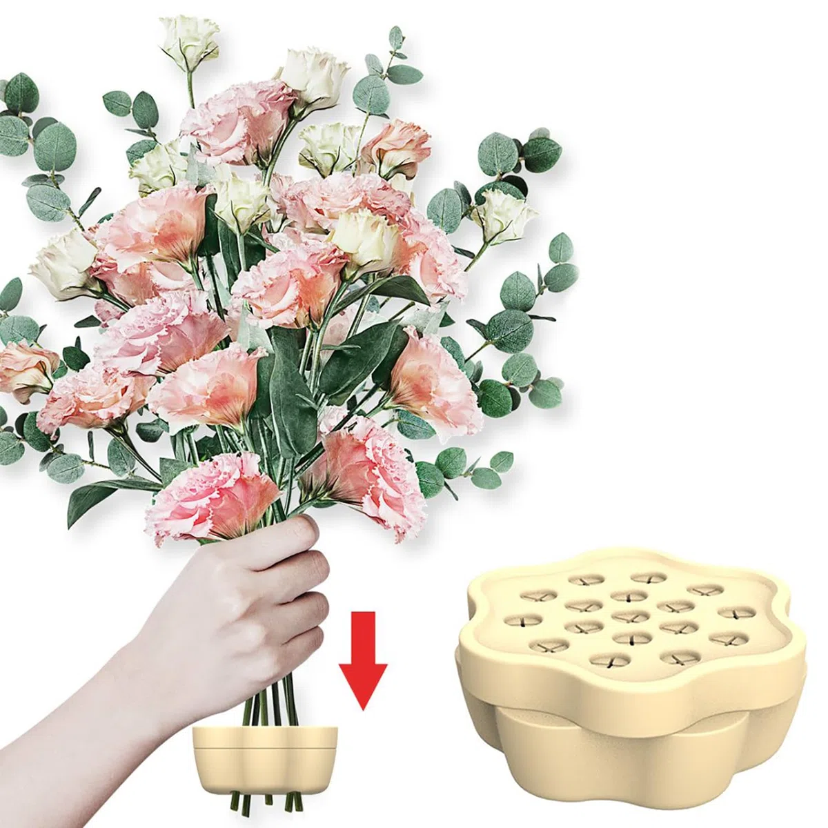 Espiral Ikebana Stem Holder - Juego de 2, Amarillo, Soporte para Tallo Flores, Ideal para Crear Hermosos Ramos, para Que Pueda Disfrutar los Arreglos Florales en Cualquier Momento Lugar