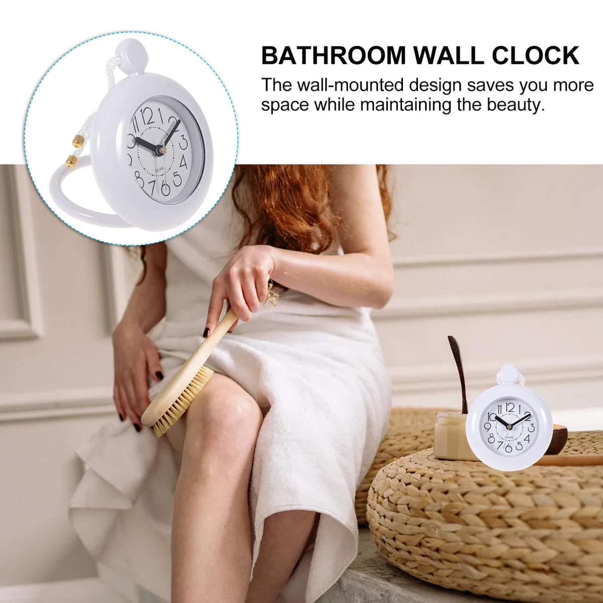 Garneck Reloj De Pared para Baño Impermeable con Diseño Colgante Ligero Ideal para Decoración En Ducha Sauna Y Piscina Funciona con Pilas