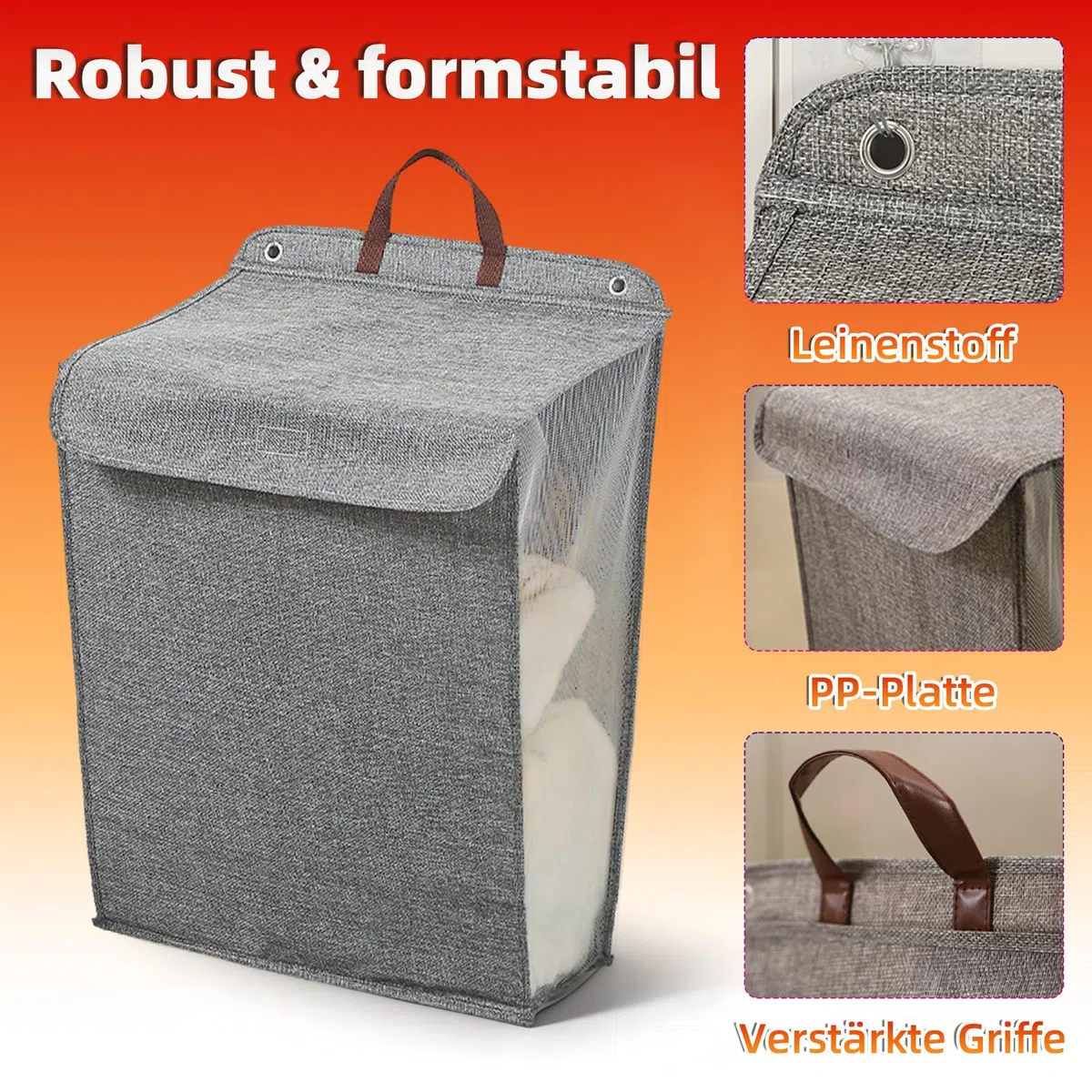 Cesto Ropa Sucia Plegable con Tapa Organizador Compresible Estrecho Gray-L
