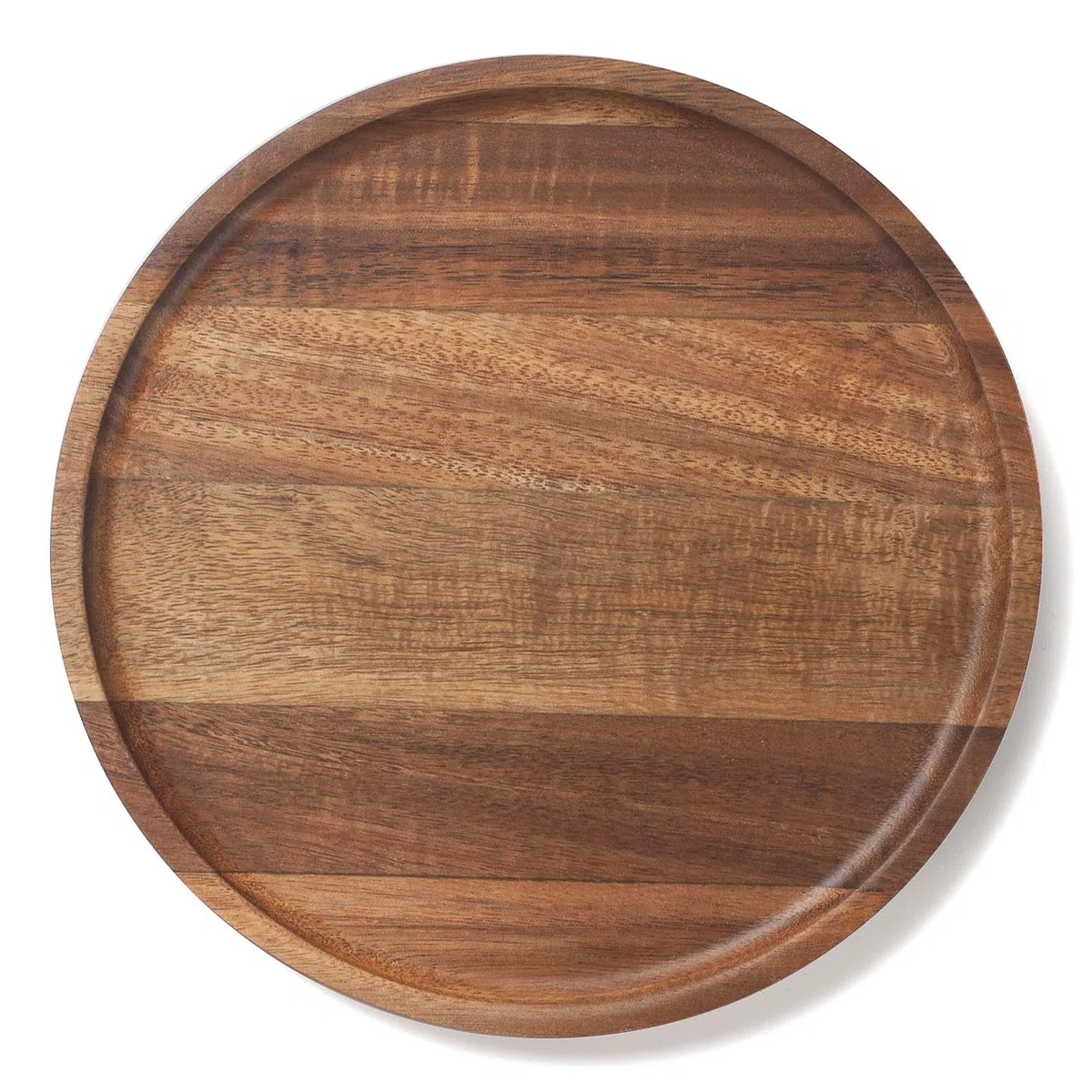 Bandeja Redonda de Madera, Bandeja de Madera de Acacia, Bandeja Decorativa para Mesa de Café, Cocina, Sala de Estar (25 x 25 x 2 cm)