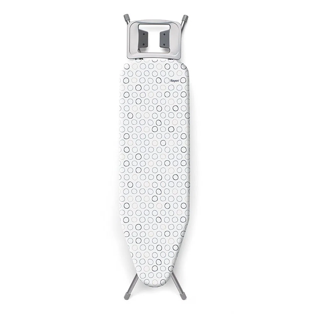 Rayen | Tabla de planchar | Gama Basic | Tablero de metal expandido | Funda algodón y poliéster | Tacos Patas antideslizantes de caucho | Medidas: 113x34x5.5 cm