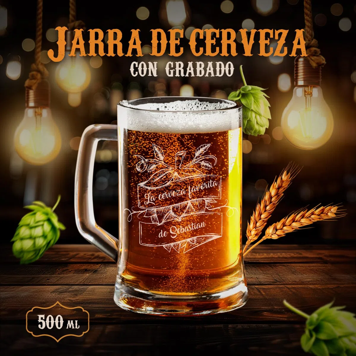 Maverton - Jarra De Cerveza Personalizada - Regalos San Valentin Hombre - Regalos Originales Para Hombre - Perfecto Para Padre Abuelo Marido Beer Lover - 500ml Con Grabado