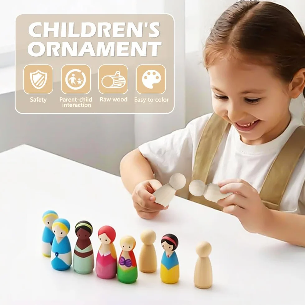 60 Piezas Pequeñas Figuras de Madera 43mm Clavijas Madera Muñecas para Manualidades Personas de Madera Sin Terminar para DIY Pintar y Colorear(30 Hombre y 30 Mujer)